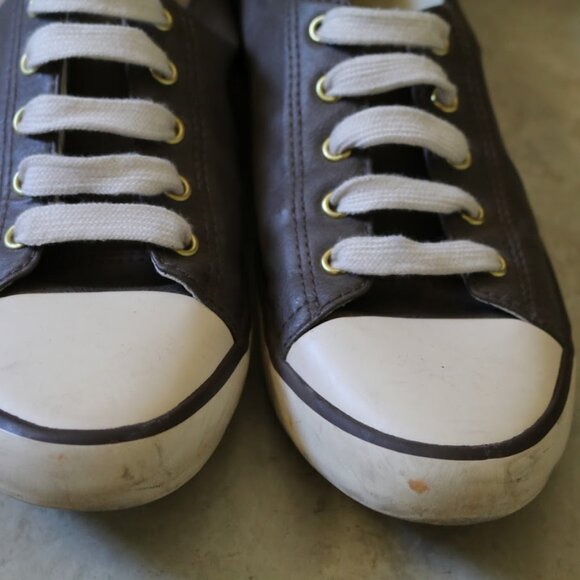 H&M Vegan Leather Low Top Lace-Up Sneaker - Brown, Size 8 - Picture 3 of 16